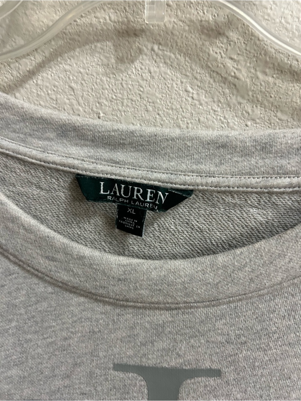 Lauren Ralph Lauren Pullover Sweatshirt Size XL Womens Gray Monogram Logo Preppy - Picture 5 of 8
